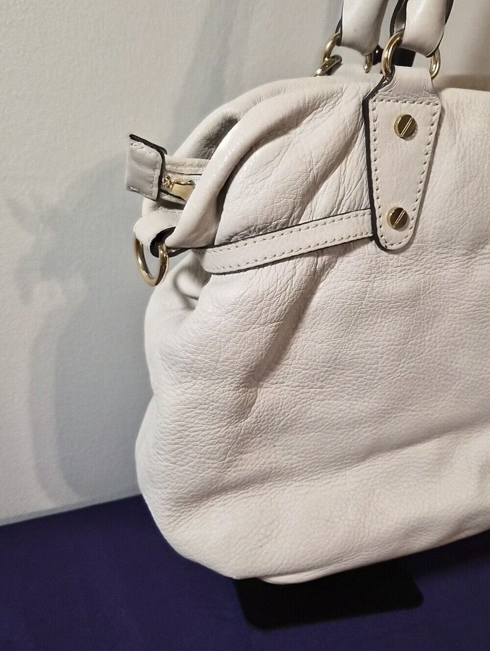 Michael Kors Bedford Large Gathered Leather Satchel – Cream White - Picture 11 of 15